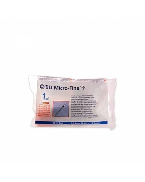 BD MICROFINE + JERINGA INSULINA 1ML 0,33X12,7MM 10 Unidades