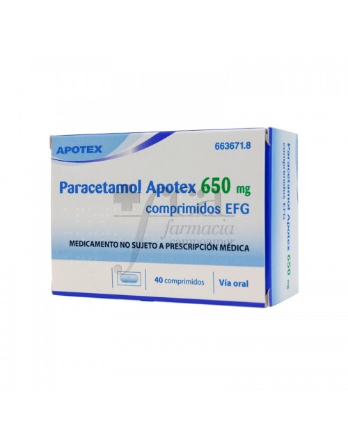 PARACETAMOL APOTEX EFG (650 MG 40 COMPRIMIDOS )